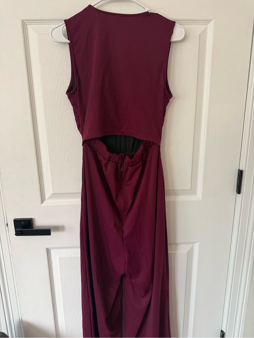 Halara Burgundy V Neck Sleeveless Ruched Pocket Jumpsuit-Easy Peezy Size M New - Picture 12 of 13